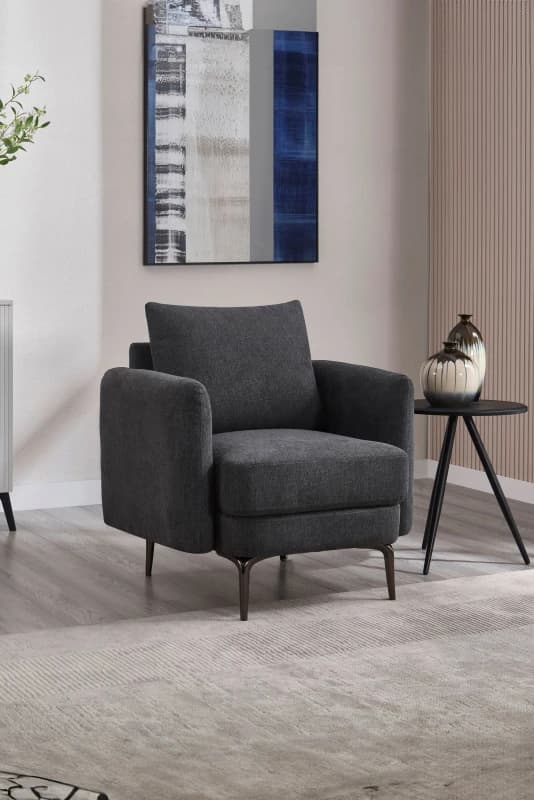 More4Homes Sofia 1 Seater Fabric Sofa Charcoal