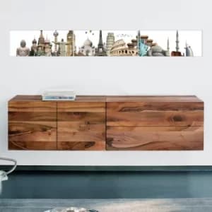 BME028 Multicolor Decorative Framed MDF Painting (3 Pieces)