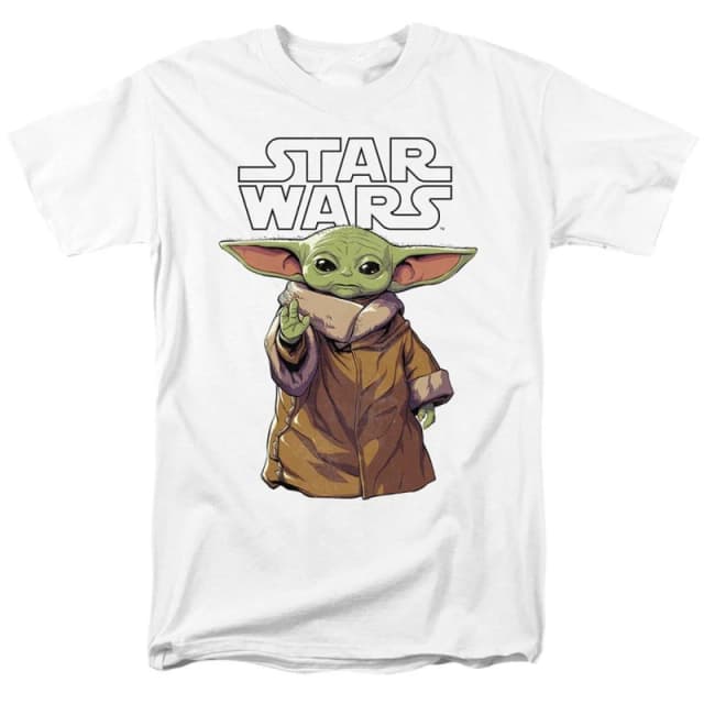 Star Wars Men Star Wars Grogu Calm Mens T-Shirt White Size: Small White S Male 5052777760491