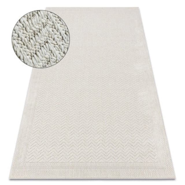 RugsX Carpet Origi 3739 Cream - Frame, Herringbone Flat-Woven Sisal String 58X100 Cm