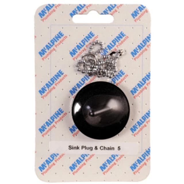 Mcalpine Handipak No. 5 Basin Sink Black Plug And Stainless Steel Chain