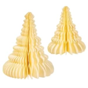 Off White Honeycomb Tree Standing Decoration (Set Of 2)