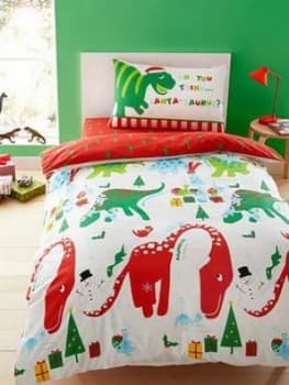 Catherine Lansfield Roarsome Christmas Dino Single Duvet Cover Set