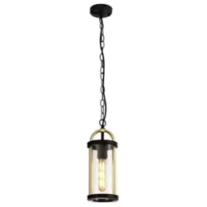 Luminosa Lighting - Ceiling Pendant, 1 x E27, Black & Gold, Clear Glass, IP54