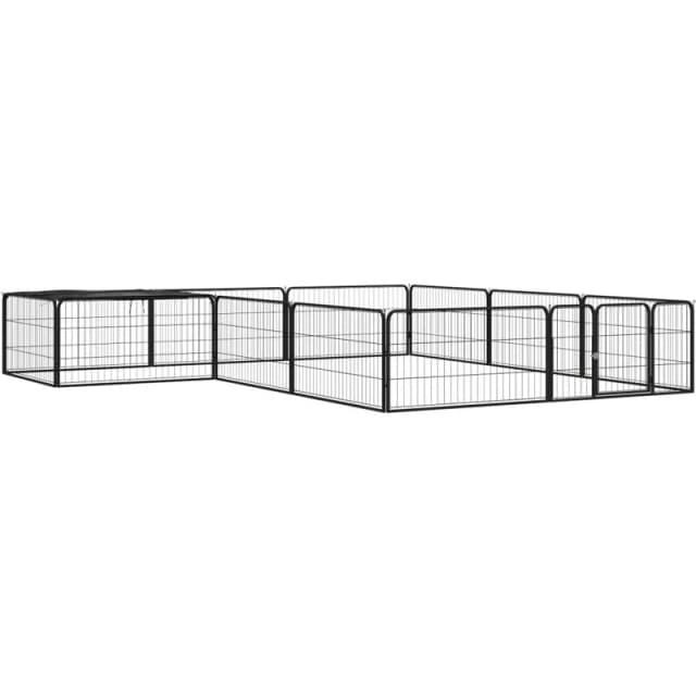 VIDAXL 12-Panel Dog Playpen Black 100x50cm Powder-coated Steel Vidaxl 8720287159100