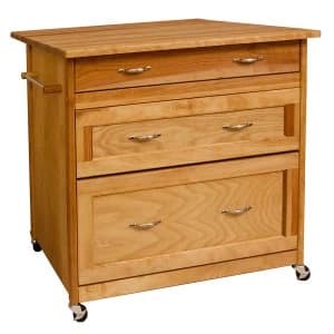 Catskill by Eddingtons 3 Drawer Kitchen Trolley on Wheels with Drop Leaf Extension