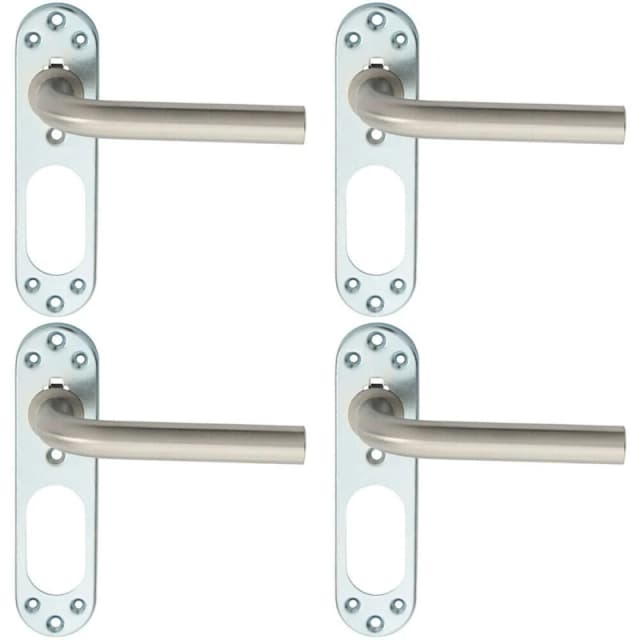Loops 4x PAIR Straight Lever on Steel Inner Backplate 168mm Door Handle Satin Steel Metallics
