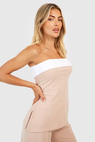 Crepe Contrast Longline Bandeau