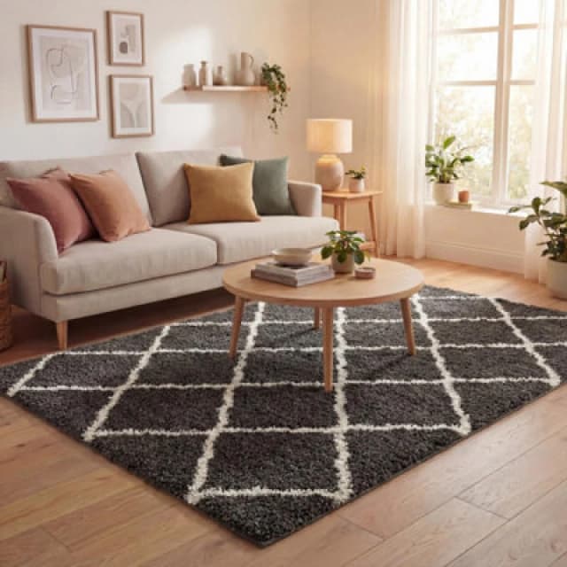 THE RUGS Soft Moroccan Shaggy Rugs & Runners in Dark Grey Living Room Size: 160cm x 230cm Dark Grey Unisex 160cm x 230 cm