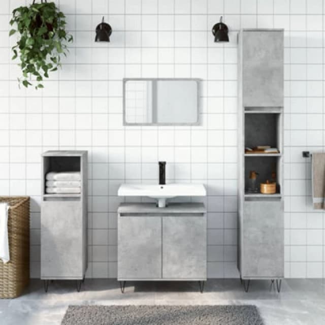 Vidaxl 3 Piece Bathroom Cabinet Set Concrete Grey Engineered Wood