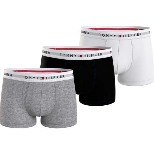 Tommy Hilfiger 3 Pack Logo Waistband Trunks Blk/Wht/Gry 0UC male Large