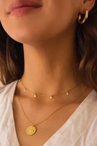 Elk & Bloom Dainty 18K Gold Disc Choker Necklace Gold