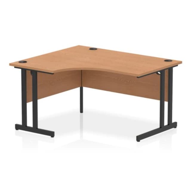 Impulse Impulse 1400mm Left Crescent Office Desk Oak Top Black Cantilever Leg ICDLC14BOAK