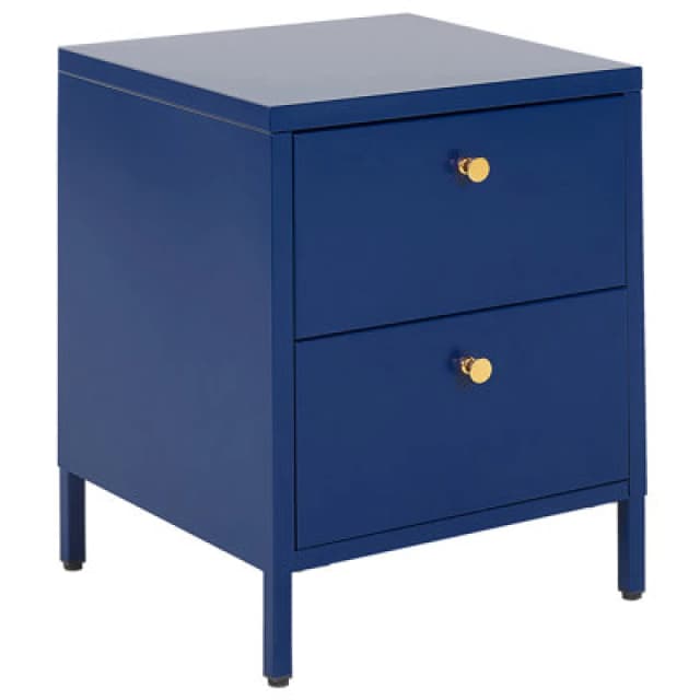Beliani 2 Drawer Bedside Table Kylea Metal Navy Blue
