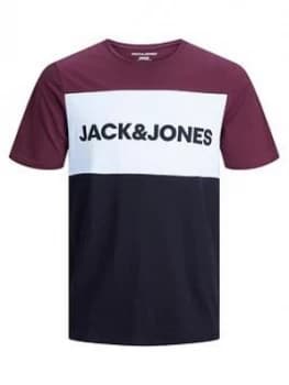 Jack & Jones Junior Boys Short Sleeve Colourblock T-Shirt - Port