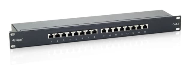 Equip 16-Port Cat.6 Shielded Patch Panel. Black