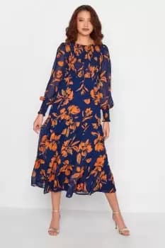 Tall Floral Long Sleeve Midi Dress
