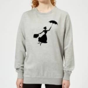 Mary Poppins Flying Silhouette Womens Christmas Sweatshirt - Grey - 3XL