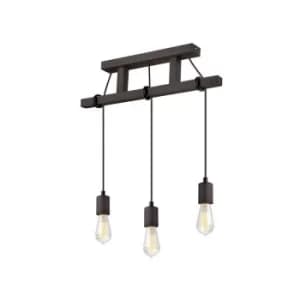 Leon Industrial Bar Pendant Ceiling Light Wenge, 3x E27