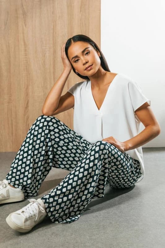 Roman Womens Petite V-Neck Tuck Front Top in Ivory Size: 10 Ivory Female 10