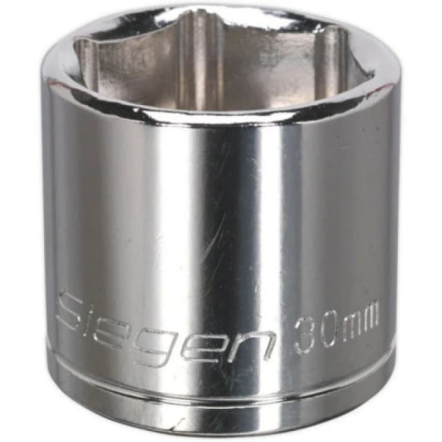 Loops 30mm Chrome Plated Drive Socket - 1/2" Square Drive - High Grade Carbon Steel Metallics