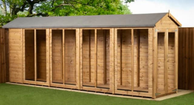 Empire Sheds Empire Apex Summerhouse Dipped Treated Tongue And Groove Wooden Garden Shed 4X18 Double Door (4' X 18' / 4ft X 18ft) (4X18)