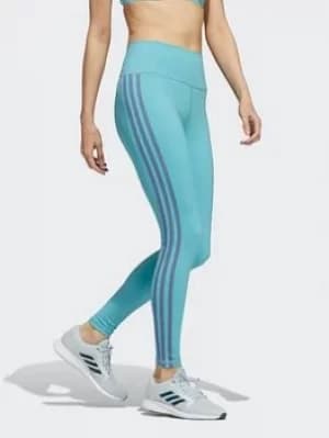 adidas Believe This 2.0 3-stripes Long Leggings, Green/White, Size L, Women