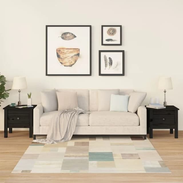 VIDAXL Side Tables 2 pcs Black 40x40x39cm Solid Wood Pine Vidaxl 8720286922842