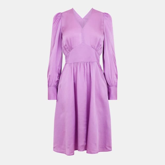 Boss Womens Donny V-Neck Long Sleeve Viscose Mini Skater Dress Pastel Pink female 4 (XXS)