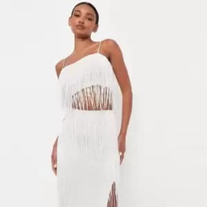 Missguided + L Fringed Top - White