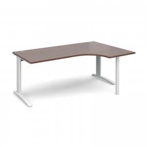 TR10 Right Hand Ergonomic Desk 1800mm - White Frame Walnut Top