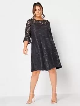 Yours Lace Swing Dress Black, Size 14, Women