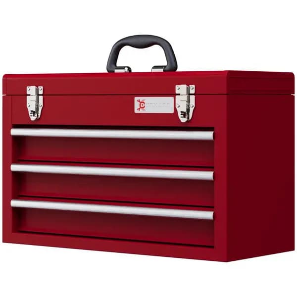 Maplin Maplin Plus 510mm x 220mm x 320mm Portable 3 Drawer Lockable Metal Tool Box (Red) MP417