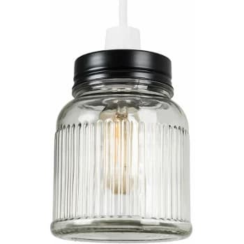 Minisun - Ribbed Pattern Glass Jar Pendant Shade - Black