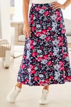 Jersey Pull-On Print Maxi Skirt