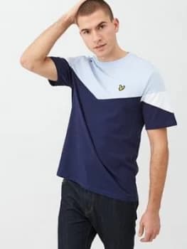 Lyle & Scott Lyle & Scott Panel T-Shirt, Light Blue/Navy Size M Men