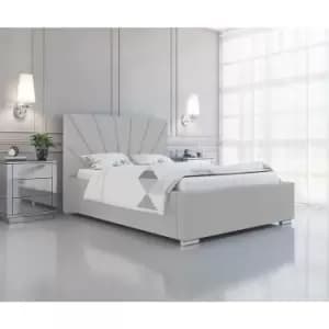 Khuduro Upholstered Beds - Plush Velvet, Double Size Frame, Silver - Silver