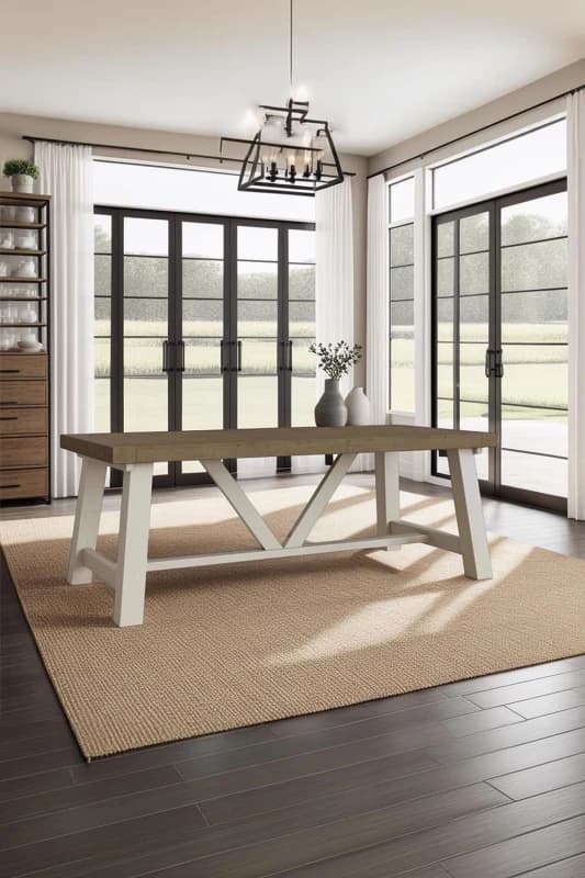 FWStyle FWStyle 2M Fixed Top Solid Pine Dining Table With Free Extension Leafs in Brown Brown One Size Unisex 5056413124463