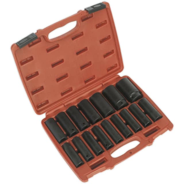 Loops 16 Piece Impact Socket Set - 1/2" Sq Drive - Deep Sockets - Corrosion Resistant Multi