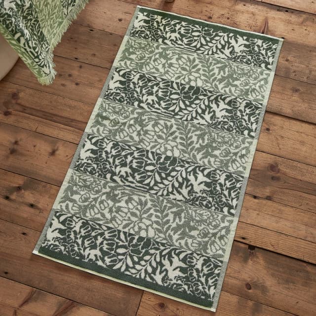William Morris At Home Rose Stripe Bath Mat Sage