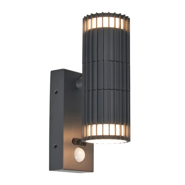 Zink Muto Outdoor Up and Down Wall Light with PIR Sensor in Anthracite