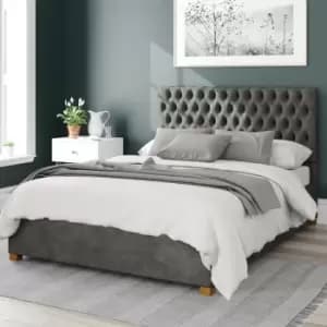 Aspire Monroe Upholstered Ottoman Bed Kimyo Linen Granite Double