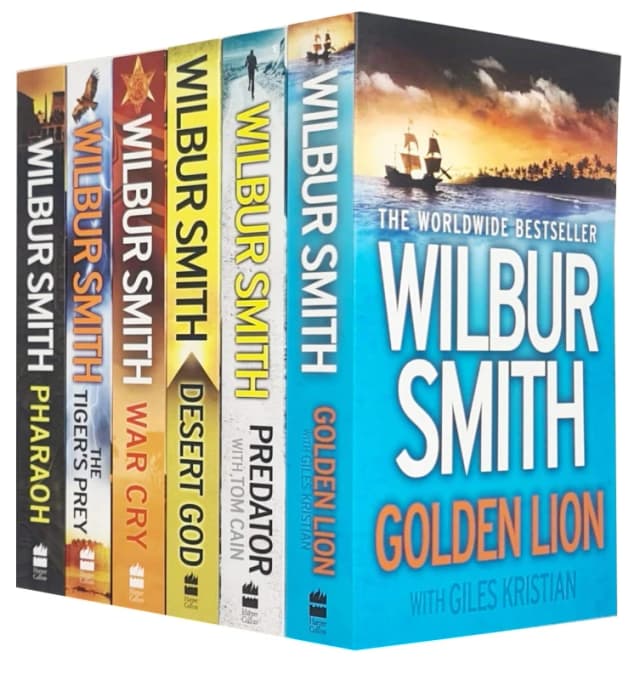 Wilbur Smith 6 Book Collection Golden Lion Predator Desert God War Cry The Tiger's Prey Pharaoh Wilbur Smith Books