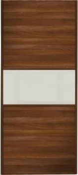 Wickes Sliding Wardrobe Door Fineline Walnut Panel and Soft White Glass - 2220 x 610mm