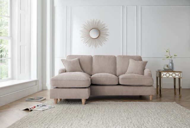 The Great Sofa Company Orla Left Hand Chaise Sofa Manhattan Navy in Taupe Unisex