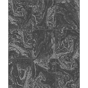 Contour Glitter Marble Tile Black Decorative Wallpaper - 10m