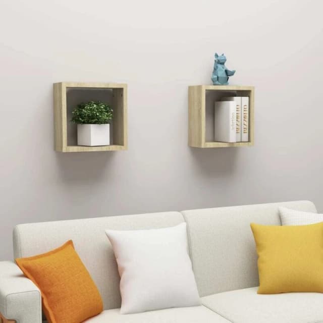 VIDAXL Wall Cube Shelves 2 pcs Sonoma Oak 30x15x30cm Vidaxl 8720286594254