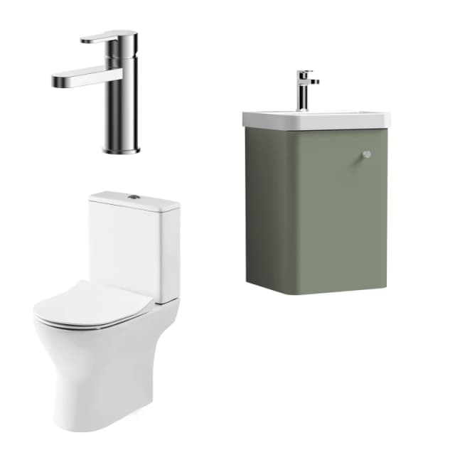 Balterley Cloakroom Suite Vanity Unit Tap and Toilet Green Chrome Silver
