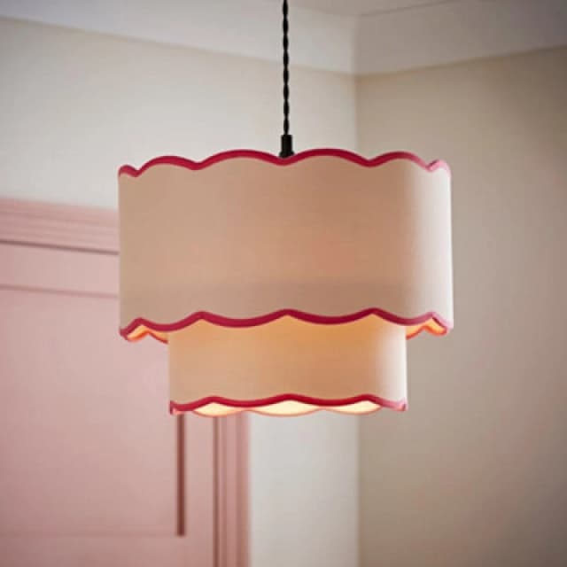 Valuelights Sloane 2 Tier Pink Colour Clash Scallop Ceiling Lamp Shade