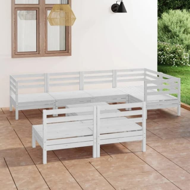 VIDAXL 8 Piece Garden Lounge Set Solid Pinewood White Vidaxl 8720286686355
